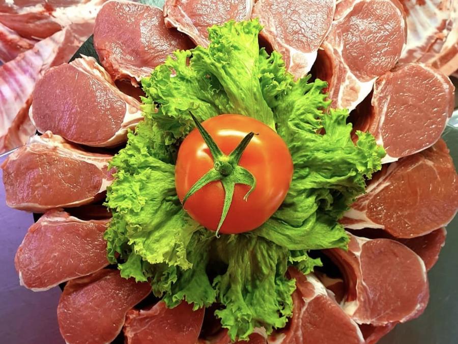 Fleischteller mit Salat und Tomate